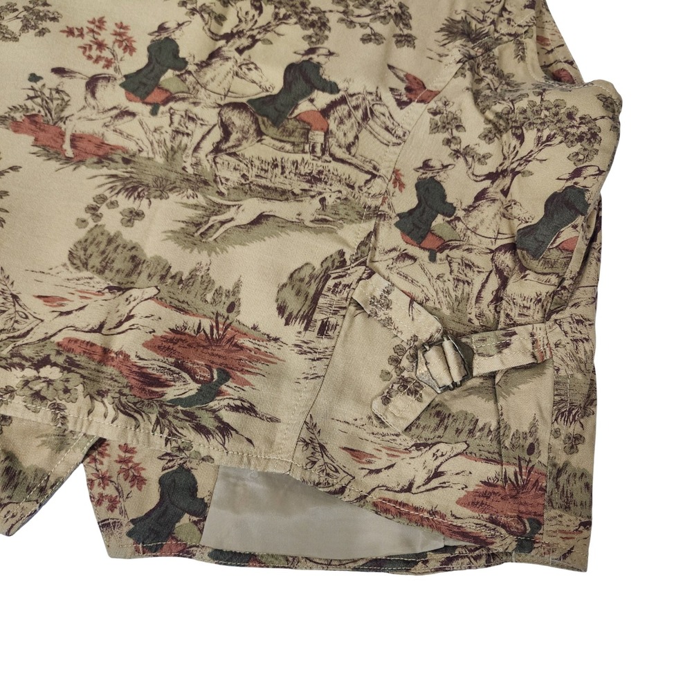 Lizwear Vintage Hunting Toile Vest Tan Rayon Button Front Cinch Back Womens M - Picture 10 of 10